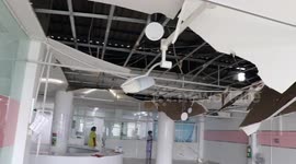 Hospital's ceiling collapsed as heavy monsoon rains battered Thailand