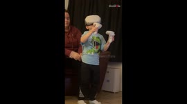 Child shakes and screams like crazy while playing scary VR game