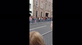 Queen Elizabeth II funeral procession going through Edinburgh, UK