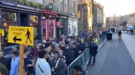 Huge queue of people waiting to see Queen Elizabeth II in Edinburgh, UK