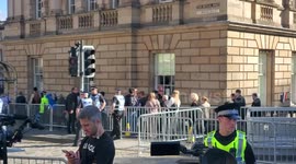 The end of the queue for mourners to see Queen Elizabeth lying in rest inside St Giles'Cathedral in Edinburgh