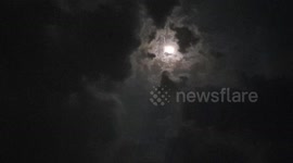 Night clouds hyperlapse full moon, Full moon on the dark sky cross by cloud