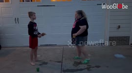 Slap challenge goes off the rails after tortilla hilariously flies away from boy's hand