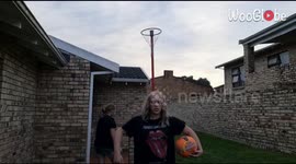 Girl beats quarantine boredom by NAILING an IMPRESSIVE no-look shot