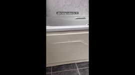 'Savvy' woman renovates two bathrooms and kitchen for under £600 – using free furniture and stick-on tiles Part 5