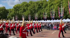 Queen's coffin procession as seen from spectator on The Mall