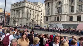UK: Throngs Of People Flock The Route To Westminster Hall To Catch Glimpse Of Queen’s Procession