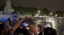 Queen's coffing arriving at the Buckingham Palace, London, UK
