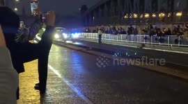 Queen Elizabeth II’s hearse passing through London, UK