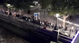 Queue to see Queen Elizabeth II lying in state as seen from Waterloo Bridge on Wednesday night