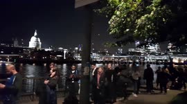 Queue to see Queen Elizabeth II lying in state as seen near Tate Modern on Wednesday night