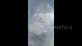 Jet with Queen's coffin flying over Coventry, UK