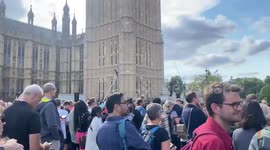Huge crowd of people near Westminster, London, UK