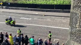 Queen Elizabeth's coffin leaving Edinburgh, UK