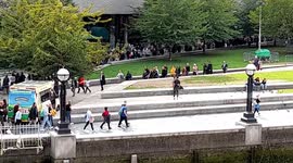 View from Tower Bridge of the queue to see Queen Elizabeth II lying in state on Thursday afternoon