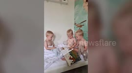 A mum of triplet toddlers has strict daily routine including pumping three litres of breast milk