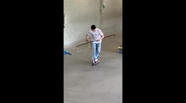 Persistent scooter rider flexes his INSANE balancing chops by acing an astounding combo