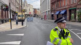 Examination of the scene where two police officers were stabbed in London, UK