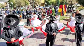 Bolivian school kids dancing in honour of Mexico's independence day
