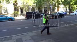 Barriers installed on Cromwell Road in Kensington along the funeral route of HM The Queen