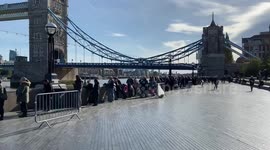 Crowds queue near Tower Bridge on the last full day of The Queen’s lying-in-state