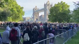 Crowds queue near Tower Bridge on the last day of the Queen’s lying-in-state
