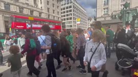 Complete chaos in London’s Green Park as crowds continue to flock causing traffic halt