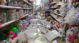 Taiwan quake knocks goods off supermarket shelves