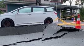 Taiwan earthquake cracks and buckles roads