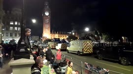 Mourners camp out by Parliament Square on Sunday evening ahead of the Queen's funeral