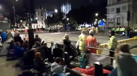 Mourners line Westminster pavements with tents, chairs and sleeping bags on Sunday evening ahead of the Queen's funeral