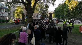View of stages of the Lying In State Queue which is drawing to an end