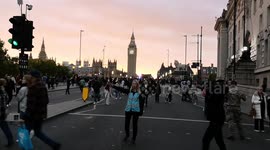 It is almost beautifully fitting that the last sunset before the Queen departs London is so beautiful as the sun sets behind the Houses Of Parliament