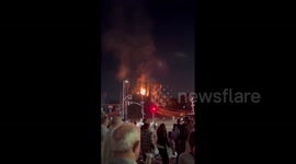Palm trees outside Hollywood Bowl catch fire In Los Angeles, California