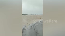 Runway of Mercedita Airport in Ponce, Puerto Rico flooded due to heavy rain from Hurricane Fiona