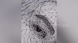 Artist makes detailed K-pop portraits using sewing thread in beautiful string art