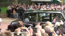 Moment Prince George and Princess Charlotte depart to attend Queen Elizabeth's funeral