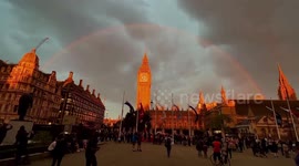 Rainbow appears over Palace of Westminster on eve of Queen’s funeral