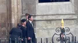 Canadian PM Justin Trudeau leaves Westminster Abbey after funeral service for Queen Elizabeth II