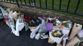 Enormous wall of flowers left for the Queen outside Government House in Sydney, Australia