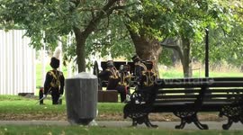 Canons being fired at Hyde Park during the Queen's funeral