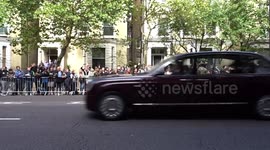Her Majesty the Queens funeral procession on Cromwell Road in London on the way to Windsor