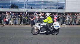 Cortege with Queen's coffin headed to Windsor Castle, London, UK
