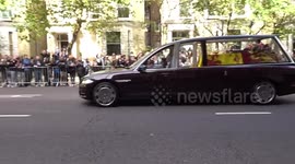 State hearse procession on Cromwell Road in London on its way to final destination in Windsor