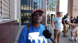 WYNNIE-FRED VICTOR HINDS speaks on climate and environmental justice at the New Jersey Transit headquarters in Newark