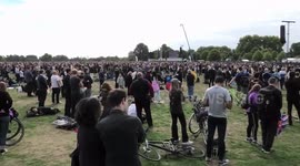 Cannons resonate through the crowd at Hyde Park during Queen's funeral