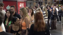 Student freshers paint the town red on Broad Street in Birmingham after Queen’s funeral comes to an end