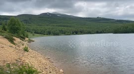 View of mountain lake on the feet of Kallabak mountain in Synej of Kukës, Albania