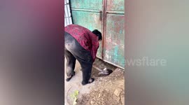 Elderly woman in China digs way into her home after leaving keys inside