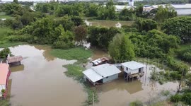 Aerial drone footage shows devastating floods in northeast Thailand